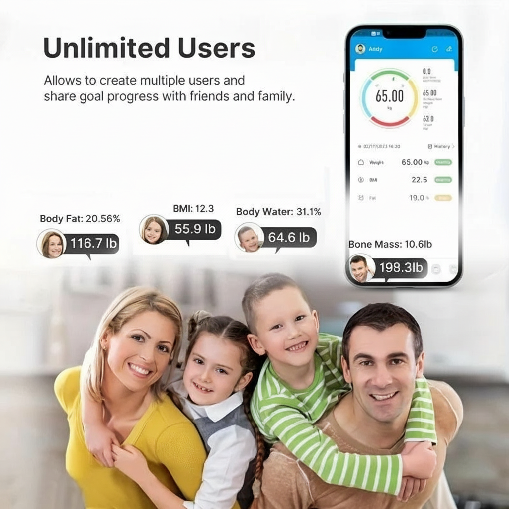 (Top selling) Smart Weight Scale with Bluetooth Connectivity for BodyMetrics Monitoring